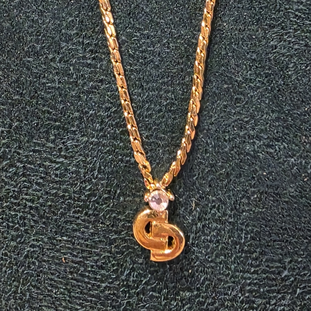 Dior Vintage Necklace. 1980s CD With Crystal